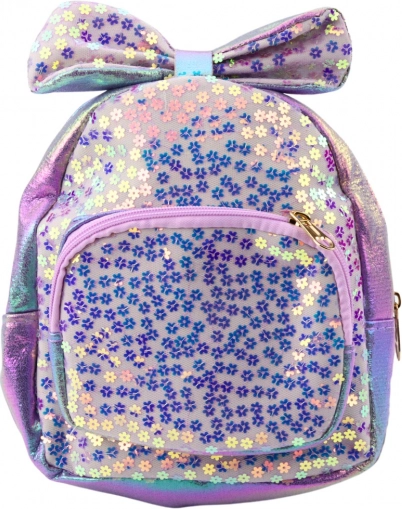 Otroški nahrbtnik z bleščečimi bleščicami in pentljo vijoličen 22 cm 2,8 l