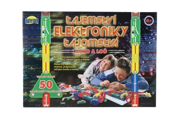Skrivnost elektronike - Avto, ladja 50 eksperimentov na baterije v škatli 46,5x33,5x4cm od 6 let