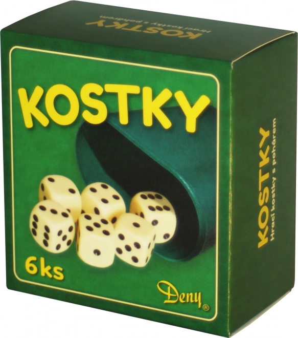 Bele igralne kocke 6 kosov s kelihom v škatli