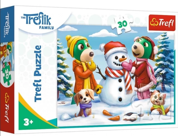 Puzzle Trefl Družina Treflikov: Zimske zabave 30 kosov