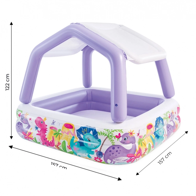 Napihljiv bazenček s senčnikom za otroke intex dino