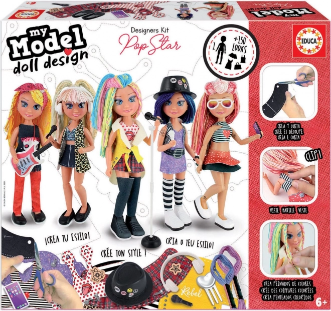EDUCA Kreativni komplet My Model Doll Design: Pop zvezda