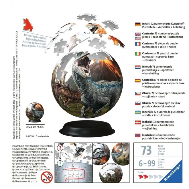 Ravensburger 3D puzzleball Jura svet 72 kosov