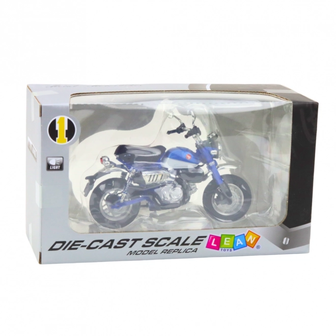 Retro kovinski motocikel moder 1:12
