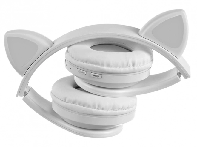 Brezžične slušalke bluetooth radio fm mp3 mačja ušesa led osvetlitev – Bele
