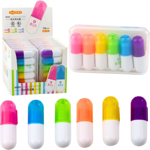 Komplet mini označevalcev v etuiju, intenzivne barve, 6 kos