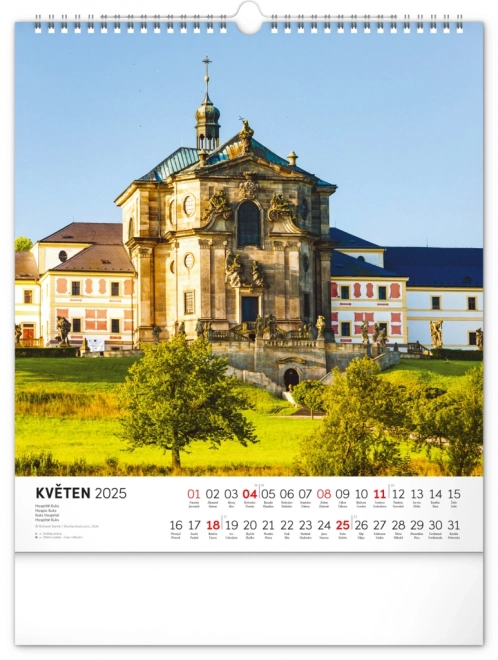 Stenski koledar NOTIQUE Češka republika 2025, 30 x 34 cm