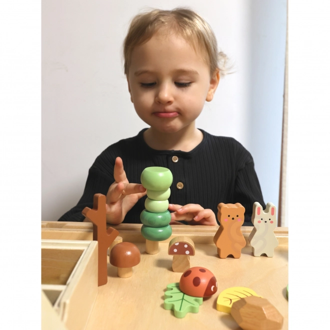 Gozdarski set z lesenimi kockami Tooky Toy