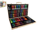 Kreativni slikarski set 180 kos v lesenem kovčku 47 × 30 × 4,5 cm