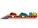 Leseni tovorni vlak z avtomobili in tiri BIGJIGS RAIL