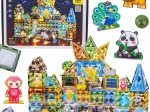 Woopie magnetic glowing 3D building set – Animal World, 124 pieces