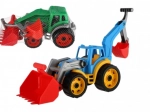 Plastični traktor – bager z žlico, zelen