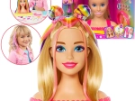 Barbie frizerska glava z barvnimi prameni in dodatki
