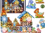 Woopie magnetni svetleči 3D komplet – dinozavrski park, 124 delov