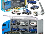Transportni tovornjak s policijskimi avtomobilčki