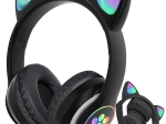 Brezžične slušalke z mačjimi ušesi z LED osvetlitvijo, Bluetooth, FM radiem in MP3