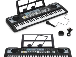 Large kids' electronic keyboard with microphone and power supply, 61 keys