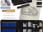 Komplet za skiciranje in risanje, 54 delov, z etuijem in skicirko A5