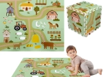 Pena podloga za igro 90 × 90 cm – močne puzzle, 9 delov HUMBI kmetija in podeželske ceste