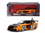 Hitri in drzni model avtomobila 1997 Mazda RX-7 s figurico Han Lue