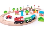 Woody wooden train set in a figure-eight layout with 40 pieces