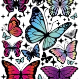 Nalepke za toplotni prenos – mavrični metuljčki, velik list 20 × 30 cm