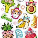 Nalepke za likanje Veselo sadje – velik list 20 × 30 cm