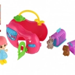 Punčka s prenosno hiško in ljubljenčki