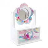 Lesena škatlica za nakit s cvetličnim ogledalcem Samorog