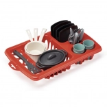 Velik odcejalnik z jedilnim priborom