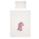 3-delna posteljnina za otroško posteljico Belisima dino 3D, 90 × 120 cm, kremno-rožnata