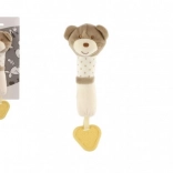 Piskač/igrala za grizenje medved pliš 24 cm bež na kartici v vrečki 0+