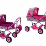 Globok voziček za punčke s košarico in torbo, različne barve