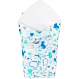 Klasična zavezovalna povijalna odeja New Baby modra srčka