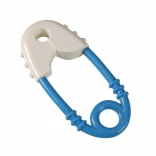 Otroški ropotuljica v modro-beli izvedbi varnostne sponke