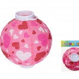 Lampijon krogla 20 cm na baterije z motivom srčkov