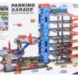 Velika večnivojska garaža z avtomobilčki in heliportom