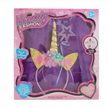 Otroški kostumski komplet samorog – tutu krilo, naglavni obroč in čarobna paličica