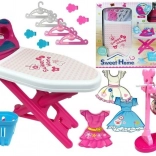 Rožnati set za likanje z desko in obešalniki