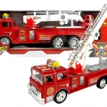rdeč gasilski avto z izvlečno lestevjo, lučmi in zvoki