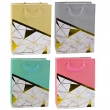 Darilna vrečka z geometrijskimi vzorci in marmoriranim učinkom 23 x 18 x 10,5 cm