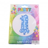 Modri balon številka 1 z zvezdicami