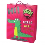 Papirnata darilna vrečka rožnata 41,5 × 30 × 12 cm