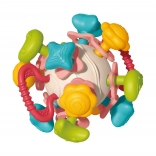 Mehka ropotuljasta kroglica 4v1 WOOPIE – senzorična igrača in grizalo za dojenčke