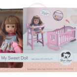 Punčka z zibelko in otroškimi zvoki