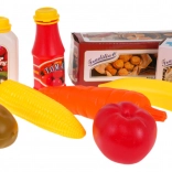 Otroški nakupovalni voziček z modro košaro in dodatki