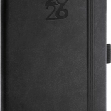 Eleganten črni žepni dnevnik z elastiko in zanko za svinčnik Aprint 2026