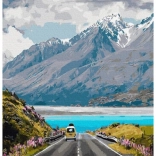 Slikanje po številkah Pot v gorah 40x50 Platno + Barve + Čopiči