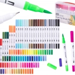 Dvobarvni flomastri in tanki označevalci v kovčku, 100 barv