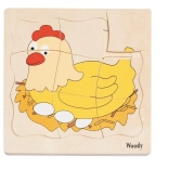 Lesene plastične puzzle Življenje kokoške 3+